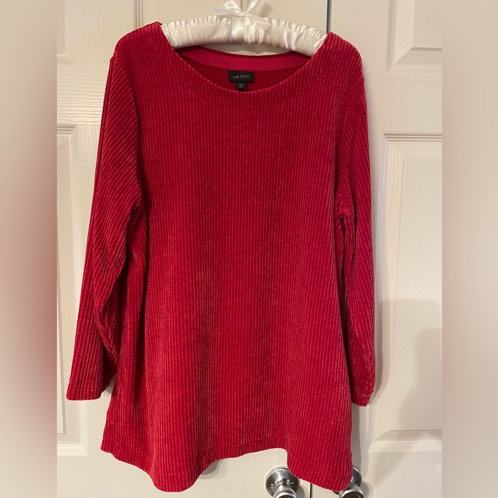 J.jill, Red/Scarlet, Sweater, Tunic, Chenille, Boatneck, Holiday, XLP, NWOT